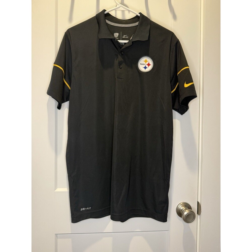 Pittsburgh Steelers Mens Nike Polo Shirt Size Medium Dri Fit Black NFL Official